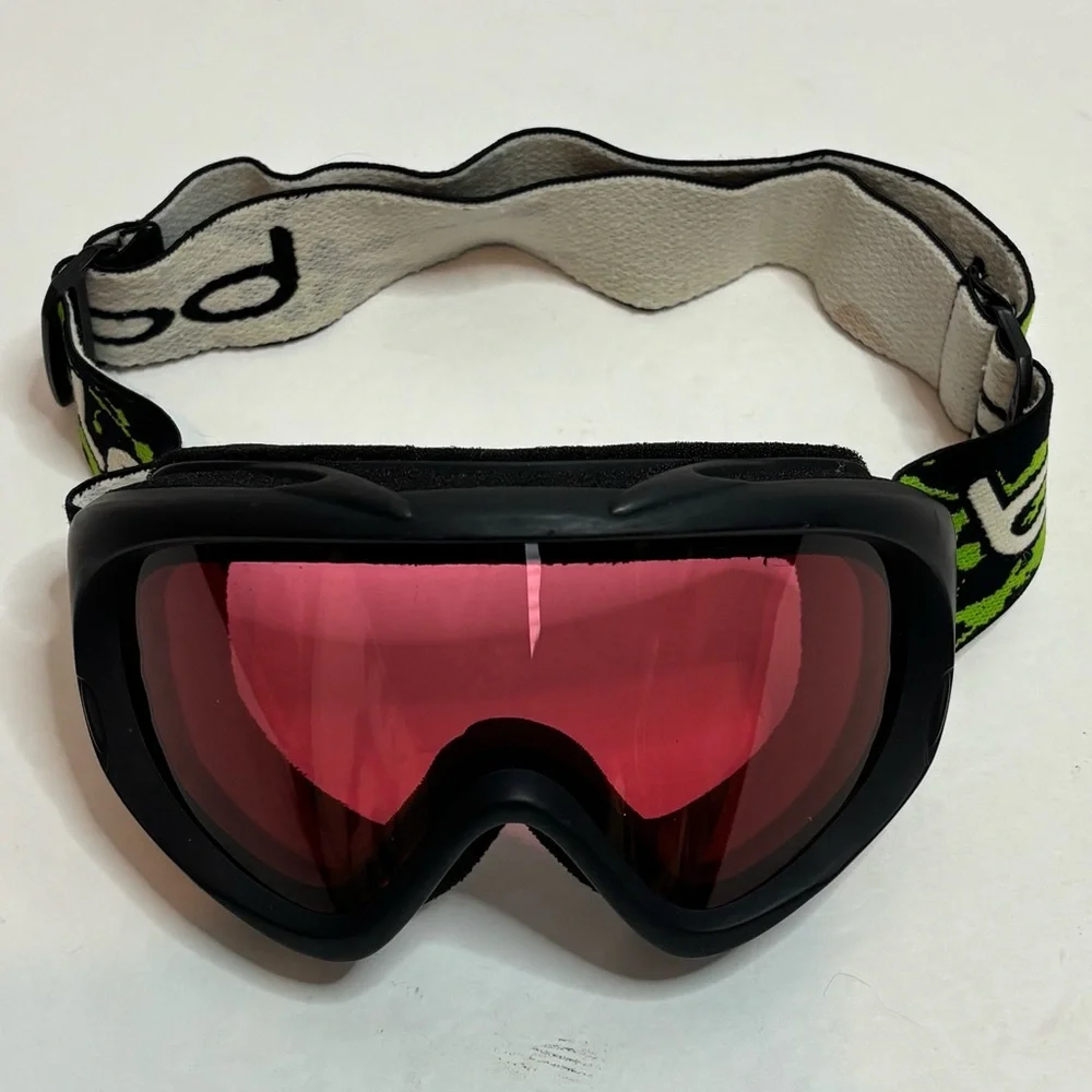 Bolle Black Green Elastic Strap Ski Snowboard Goggles Kids Large/XL